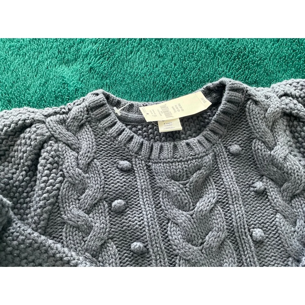 Baby Gap 5 Years Girl Blue‎ Cable Knit Sweater Pullover crew neck